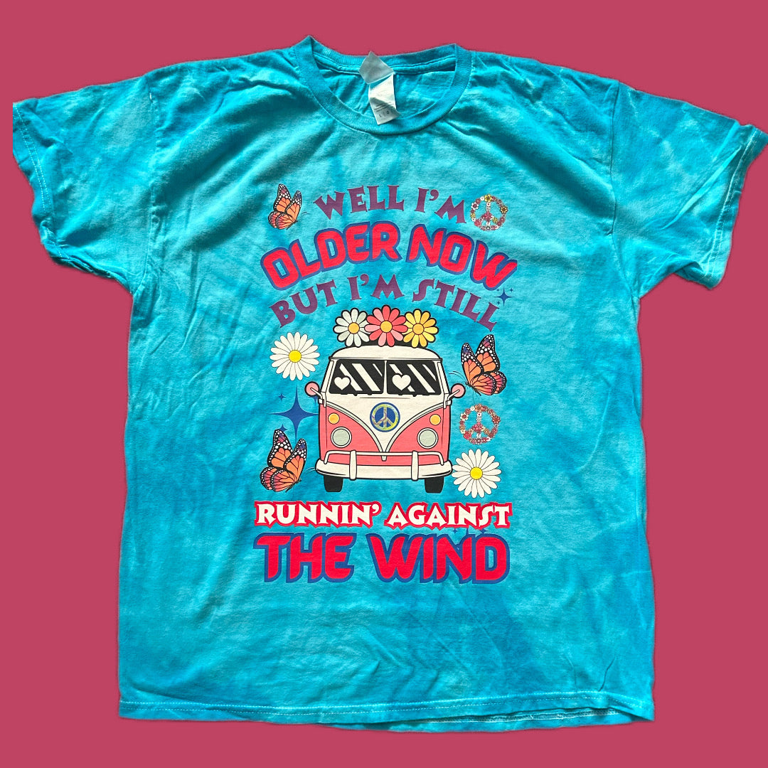 Runnin' Against The Wind" Tye-die Vintage Hippie Van T-Shirt