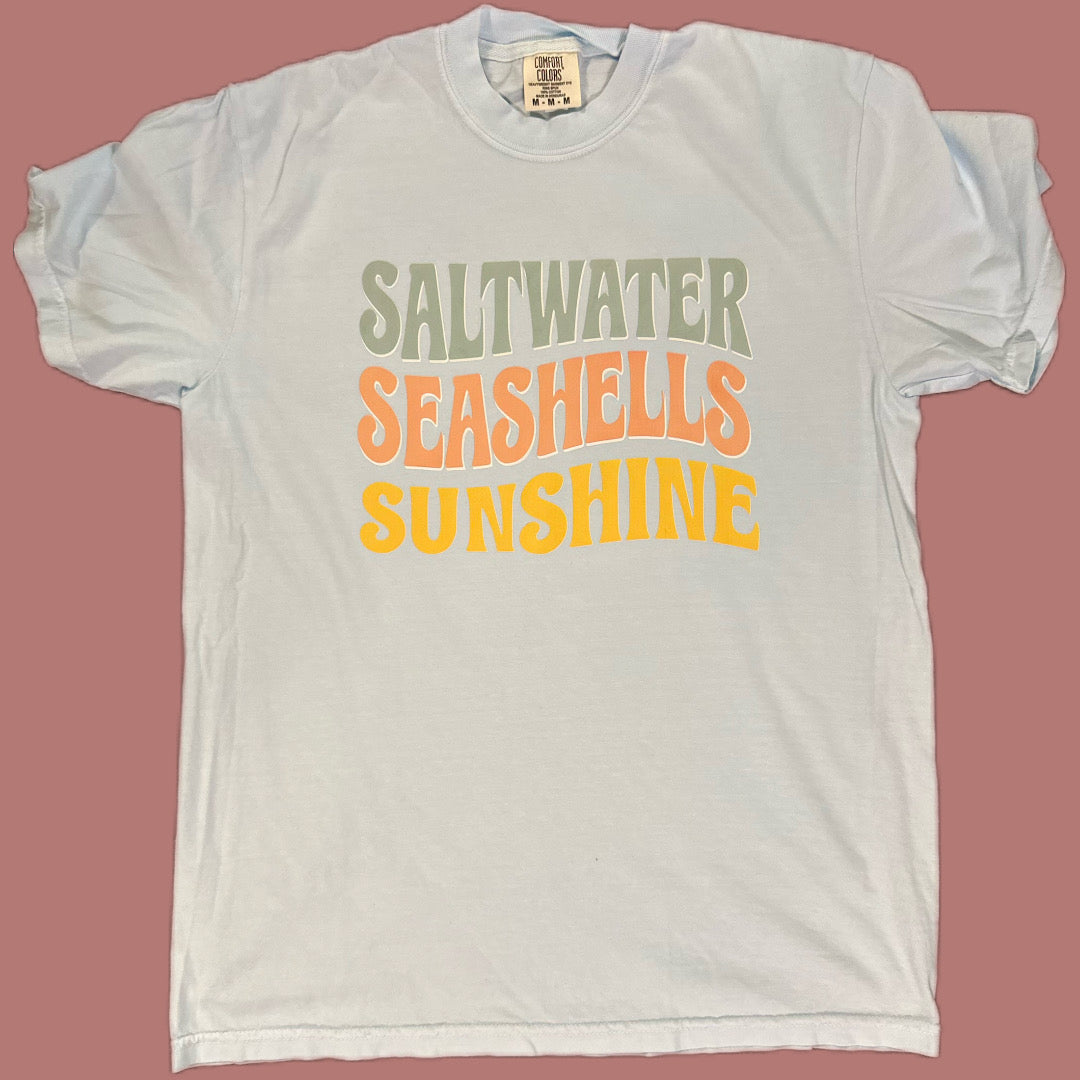 "Saltwater Seashells Sunshine" Beach Vibes T-Shirt