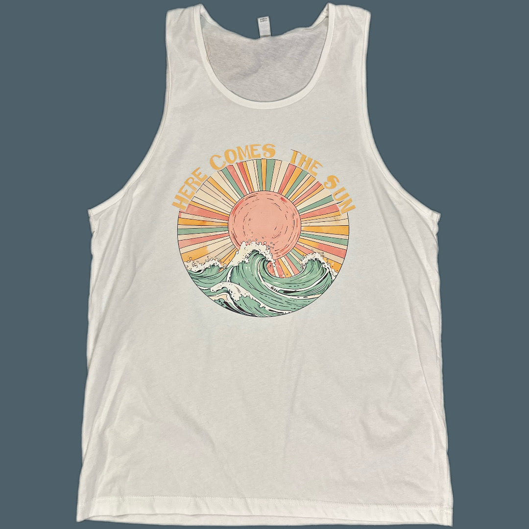 "Here Comes The Sun" Vintage Sunset Tank Top