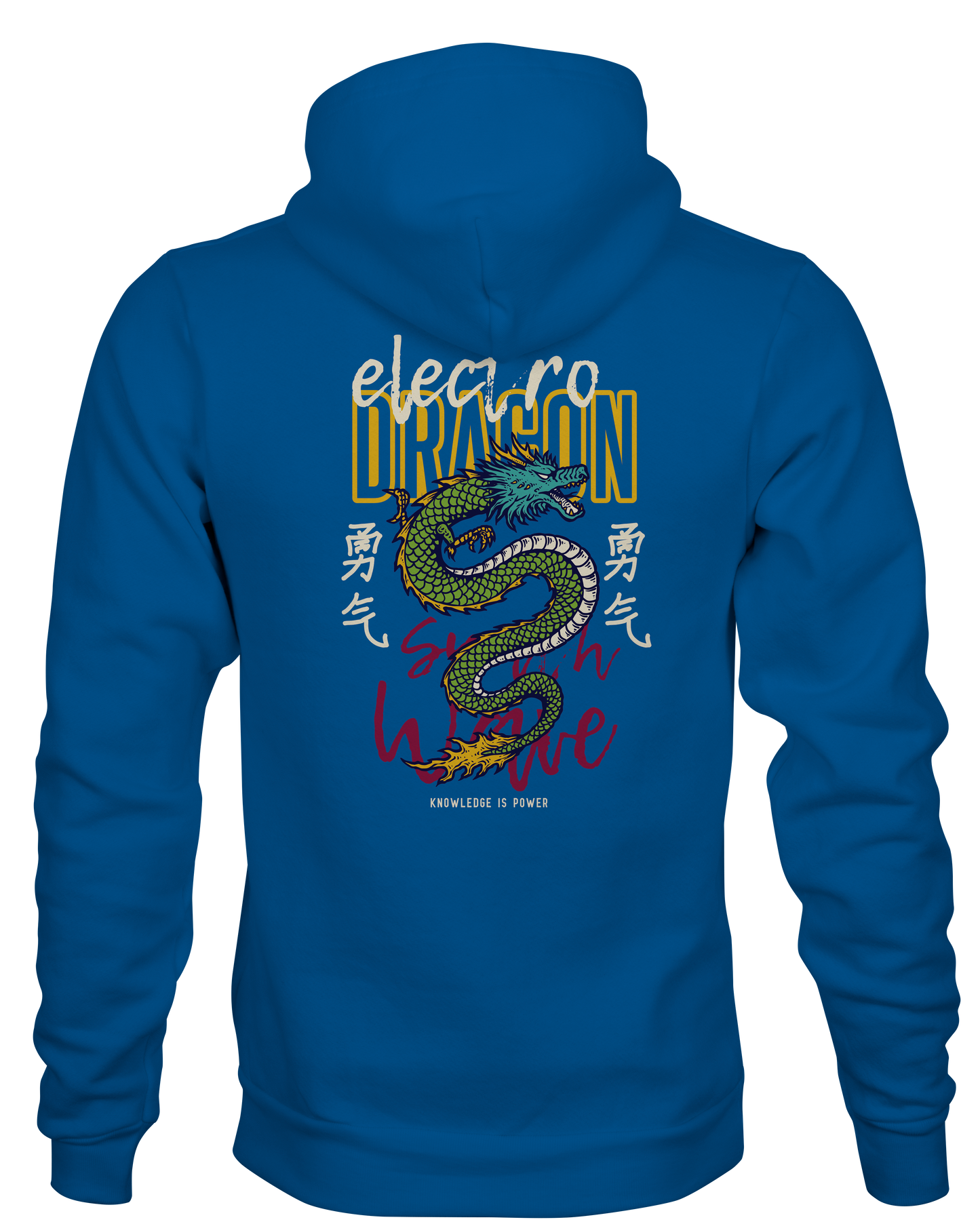 Royal Blue Hoodie with Dragon Tattoo on Back