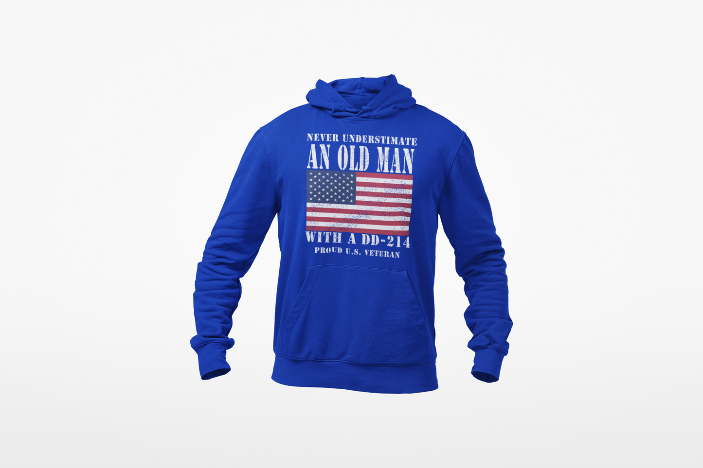 Old Man with a DD214 Veteran Hoodie