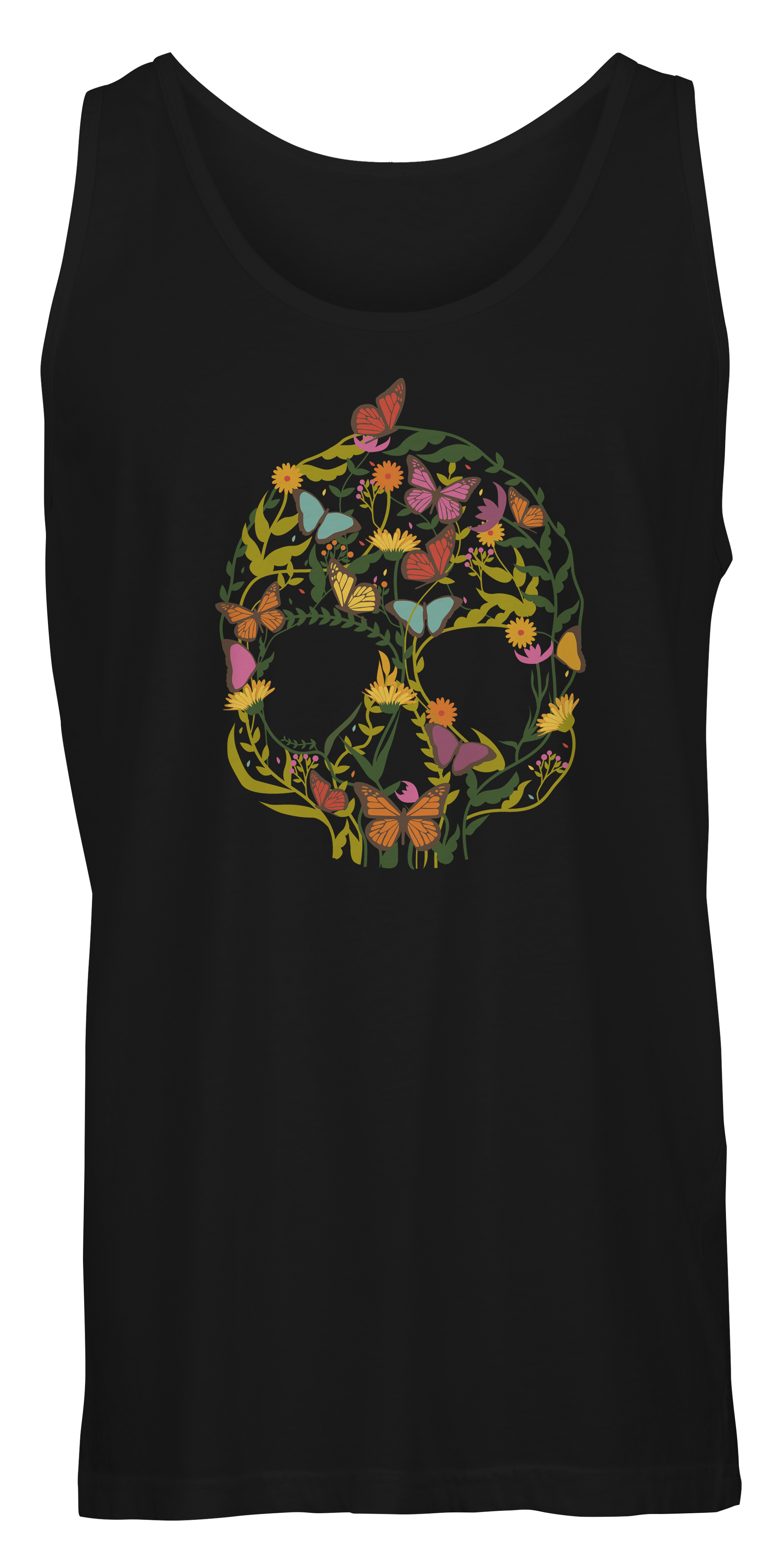 Colorful Skull Shape Flower Tank T-shirts