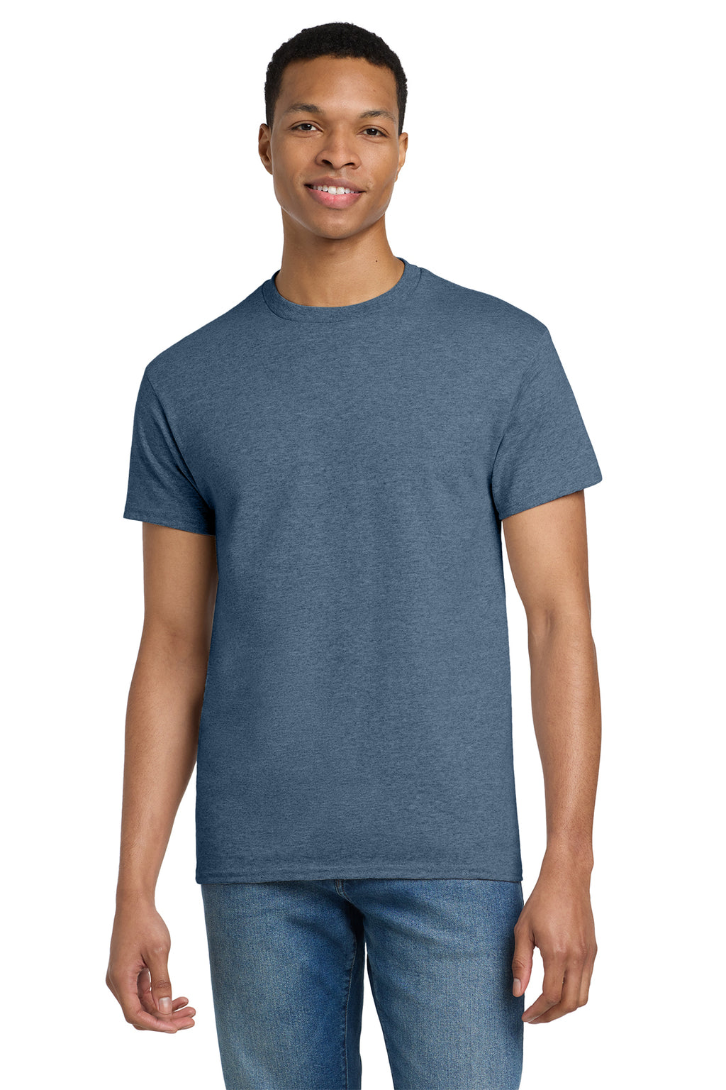 Gildan Ultra Cotton T-Shirt 2000 in Heathered Indigo, front view