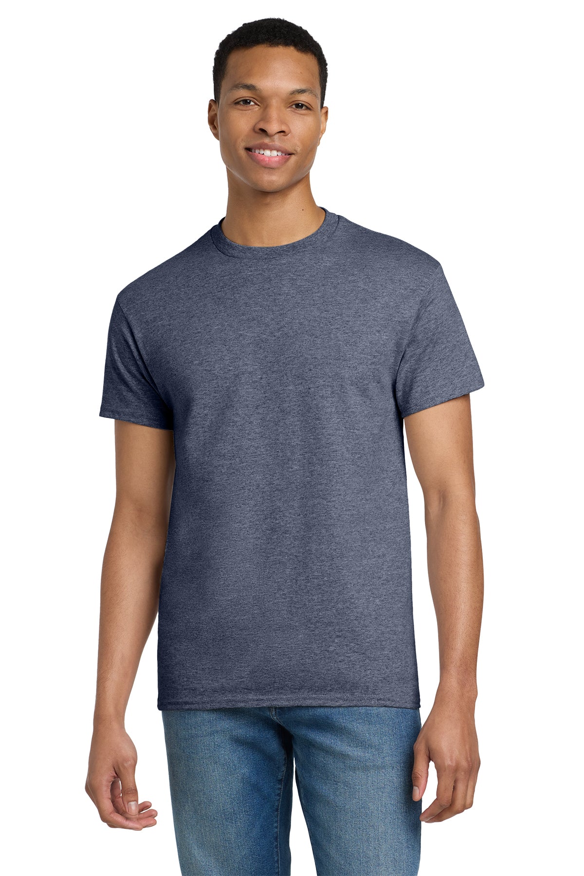 Gildan Ultra Cotton T-Shirt 2000 in Heather Navy, front view