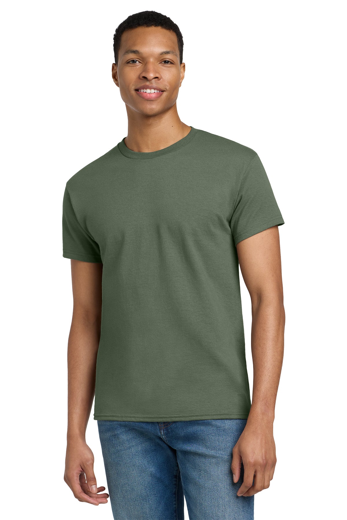 Gildan Ultra Cotton T-Shirt 2000 in Military Green, front view