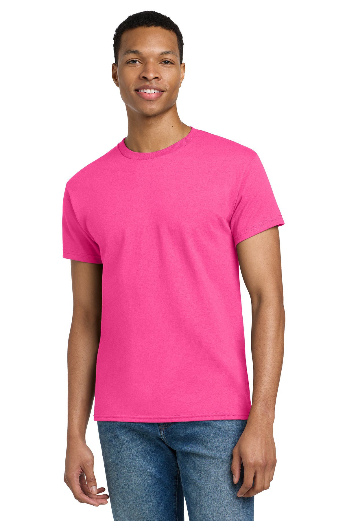 Gildan Ultra Cotton T-Shirt 2000 in Safety Pink, front view