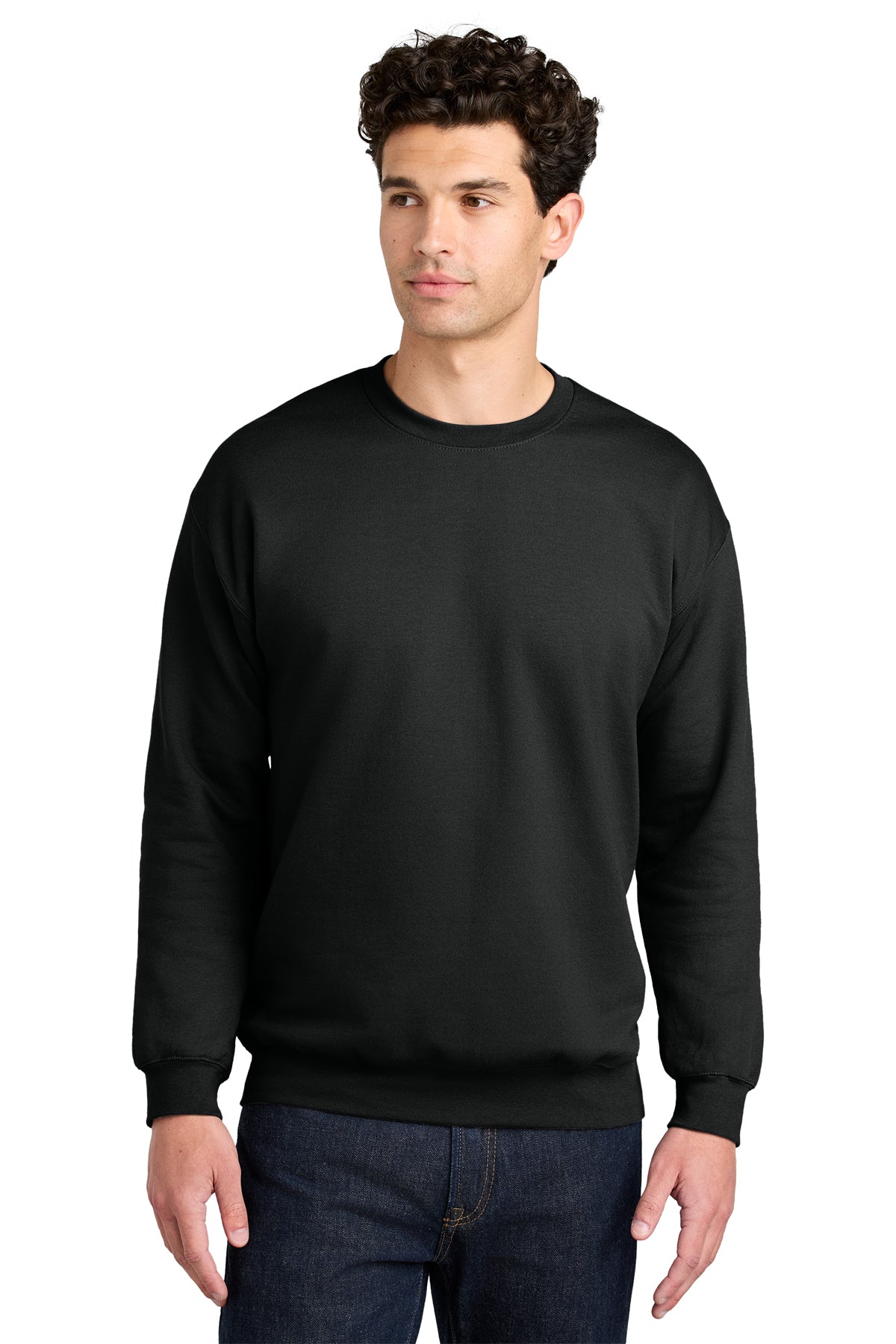Gildan Softstyle Crewneck Sweatshirt SF000 in Black, front view