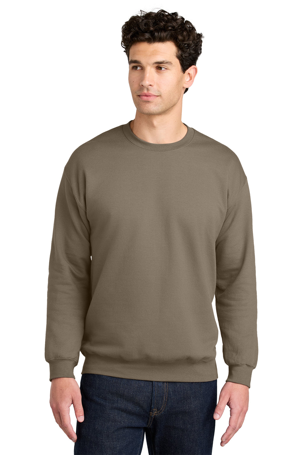 Gildan Softstyle Crewneck Sweatshirt SF000 in Brown Savana, front view
