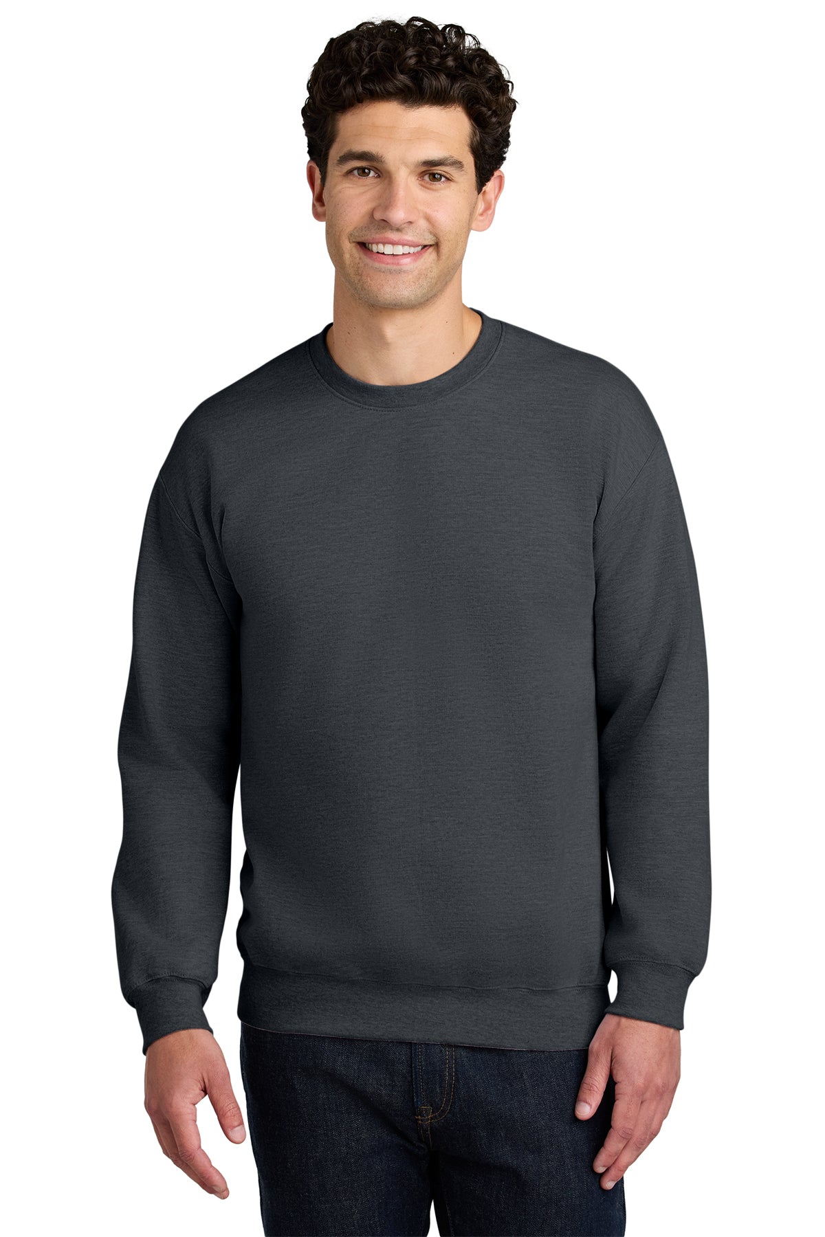 Gildan Softstyle Crewneck Sweatshirt SF000 in Dark Heather, front view