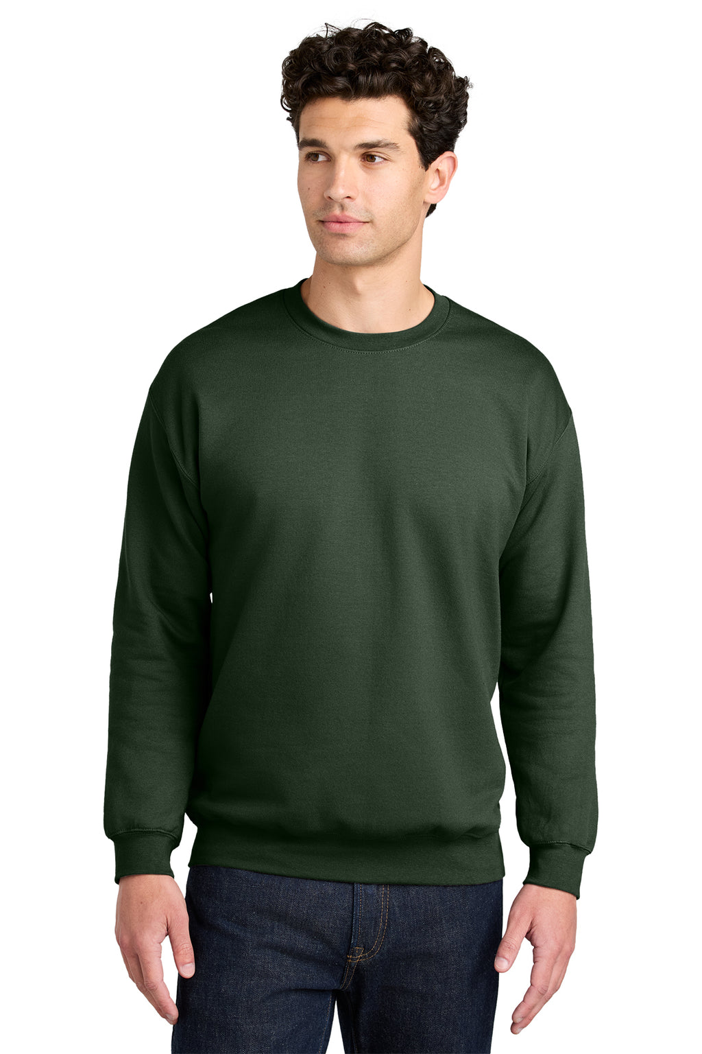 Gildan Softstyle Crewneck Sweatshirt SF000 in Forest Green, front view