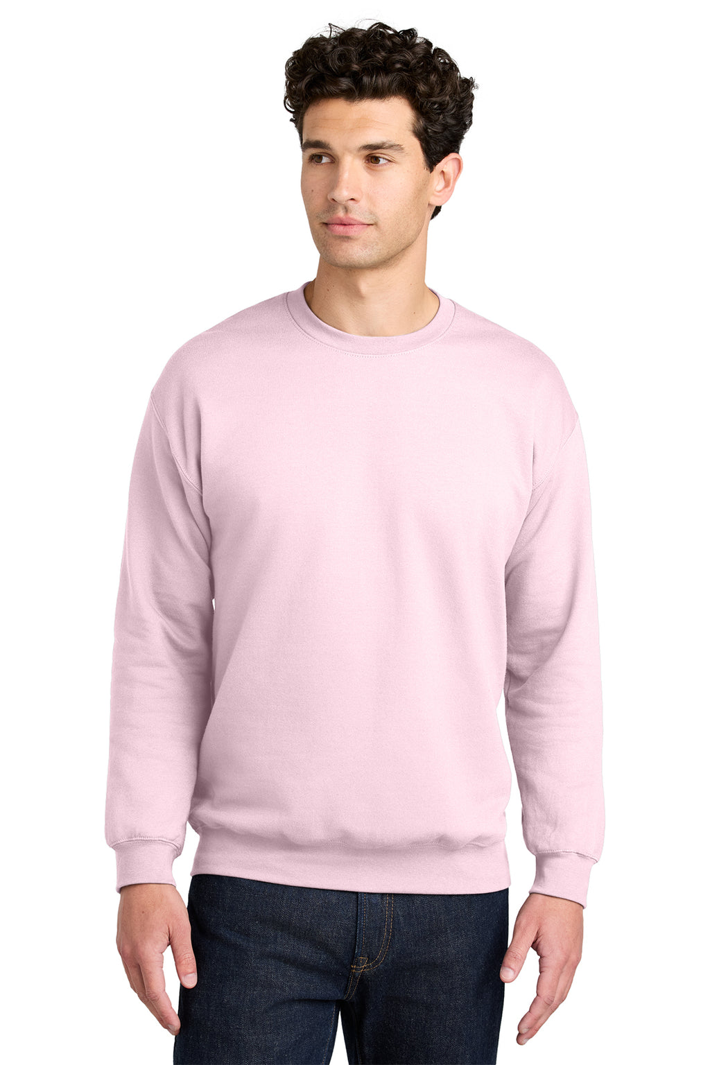 Gildan Softstyle Crewneck Sweatshirt SF000 in Light Pink, front view