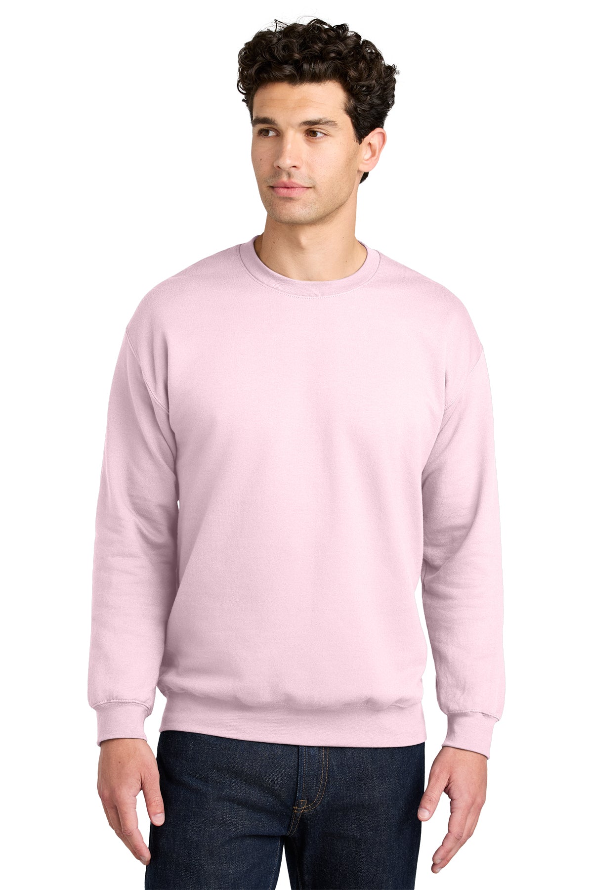 Gildan Softstyle Crewneck Sweatshirt SF000 in Light Pink, front view