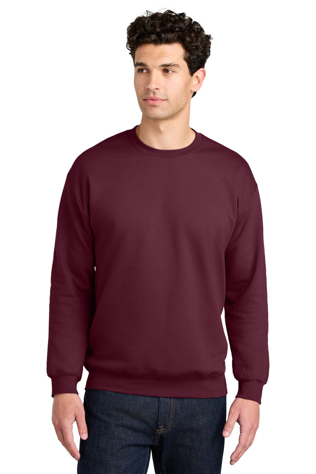Gildan Softstyle Crewneck Sweatshirt SF000 in Maroon, front view