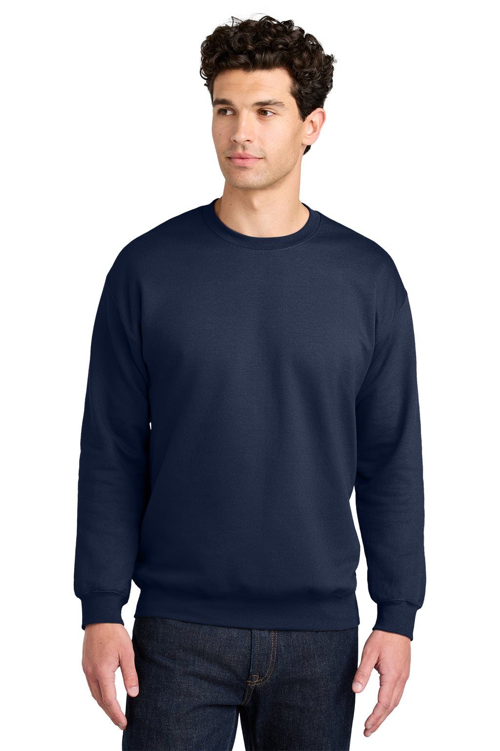 Gildan Softstyle Crewneck Sweatshirt SF000 in Navy, front view