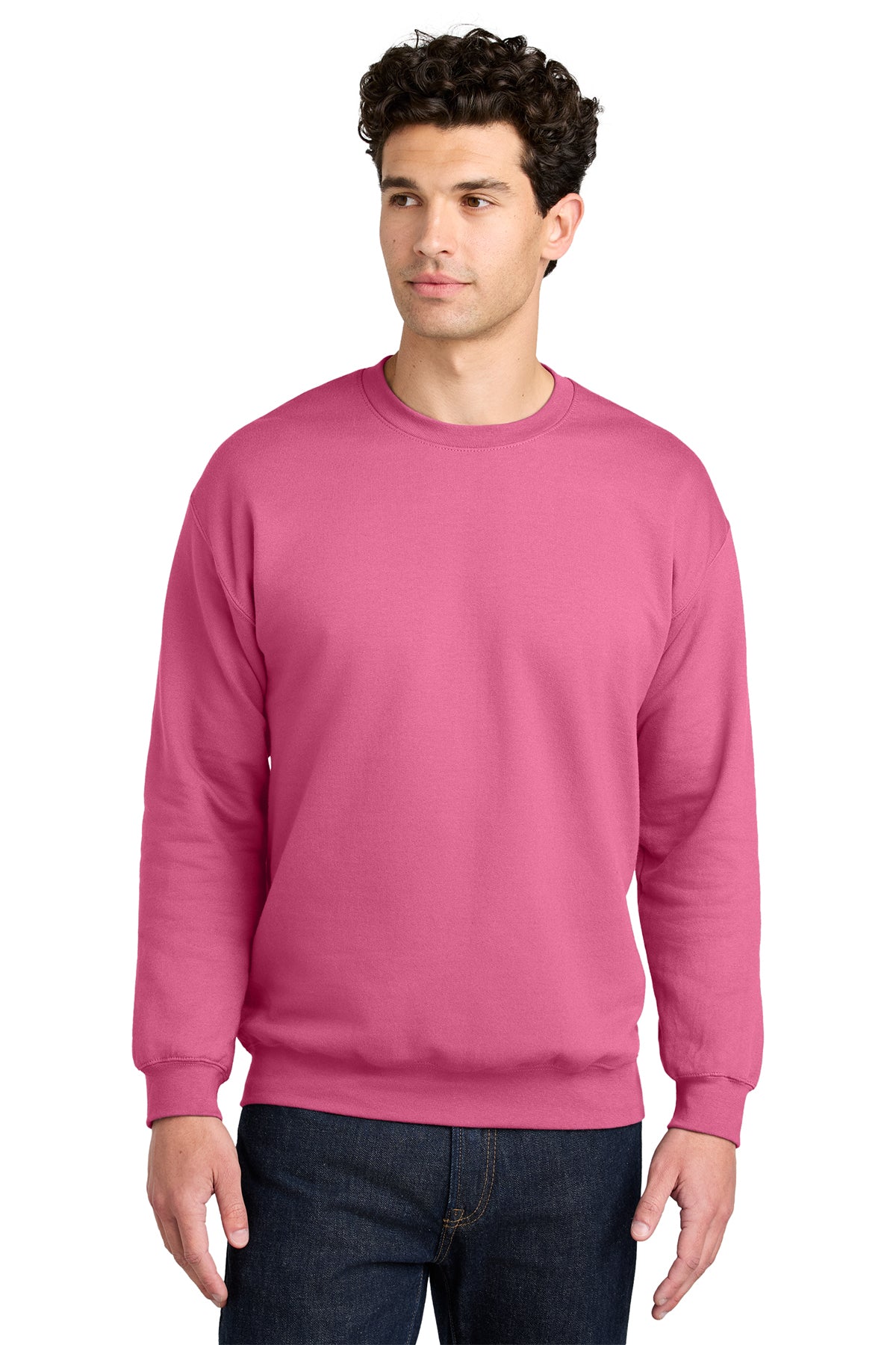 Gildan Softstyle Crewneck Sweatshirt SF000 in Pink Lemonade, front view