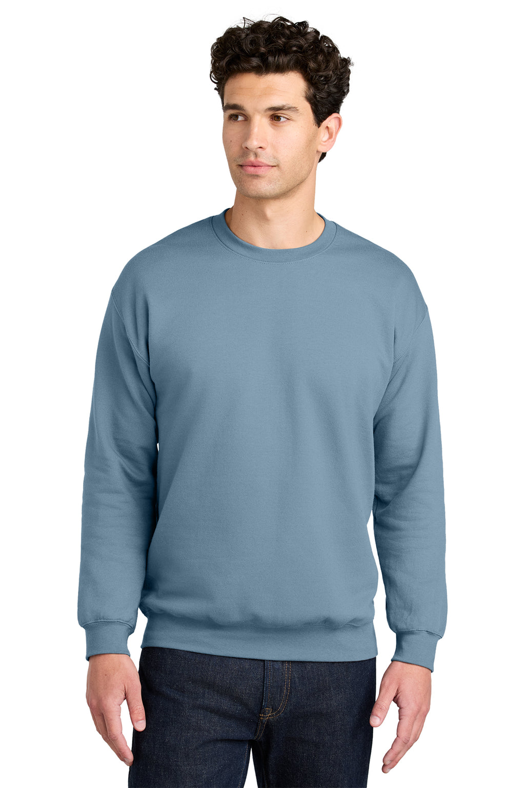 Gildan Softstyle Crewneck Sweatshirt SF000 in Stone Blue, front view