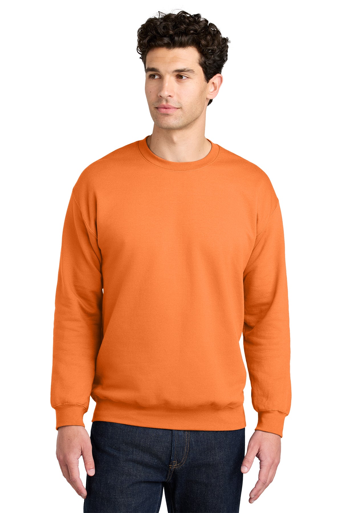 Gildan Softstyle Crewneck Sweatshirt SF000 in Tangerine, front view