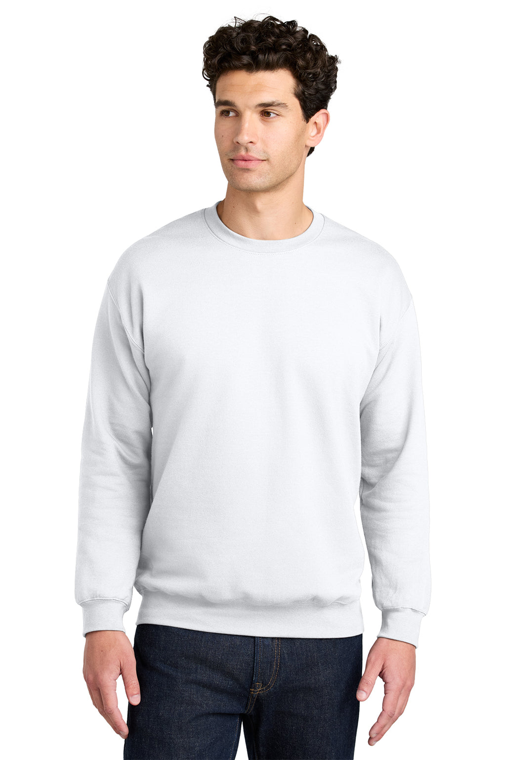Gildan Softstyle Crewneck Sweatshirt SF000 in White, front view