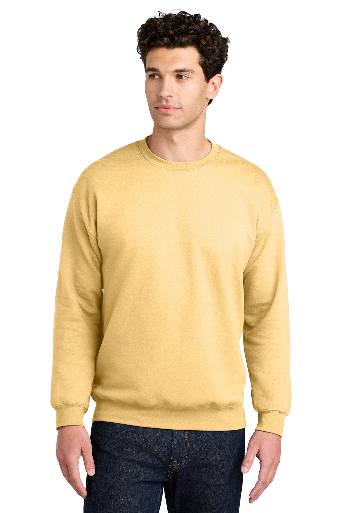 Gildan Softstyle Crewneck Sweatshirt SF000 in Yellow Haze, front view