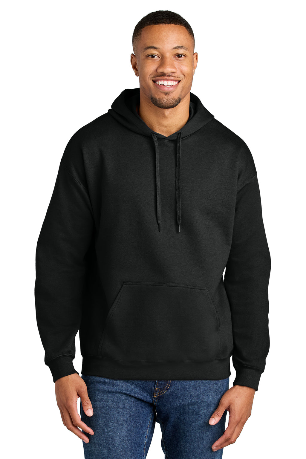 Gildan Softstyle Midweight Pullover Hoodie SF500 in Black, front view