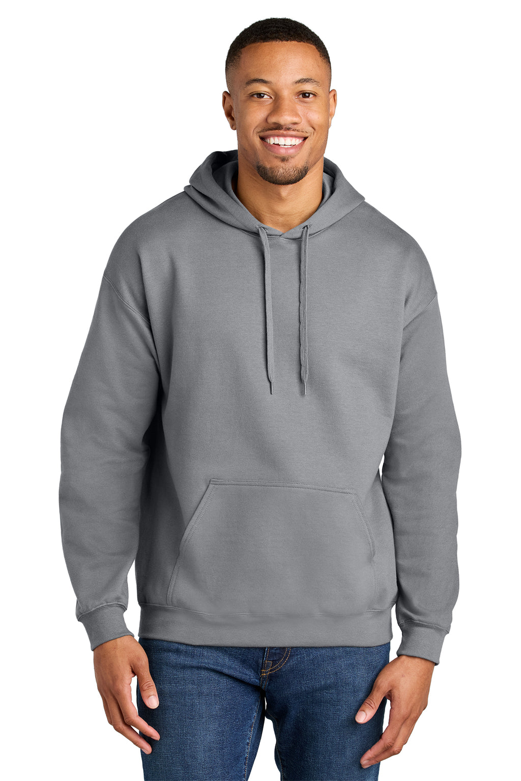 Gildan Softstyle Midweight Pullover Hoodie SF500 in Cement, front view