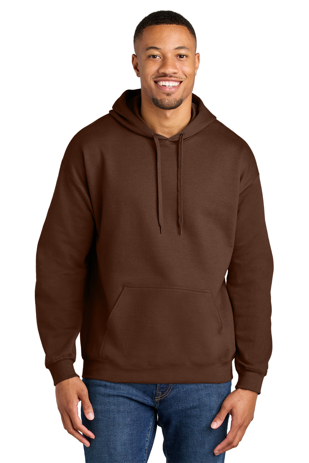 Gildan Softstyle Midweight Pullover Hoodie SF500 in Cocoa, front view