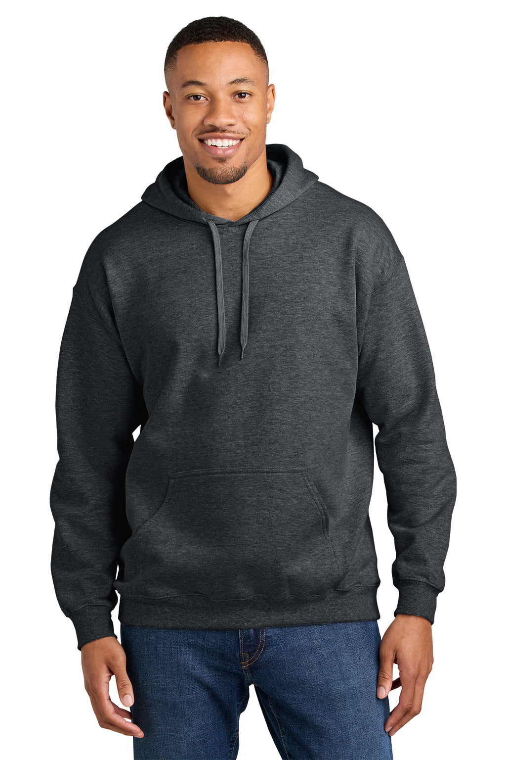 Gildan Softstyle Midweight Pullover Hoodie SF500 in Dark Heather, front view