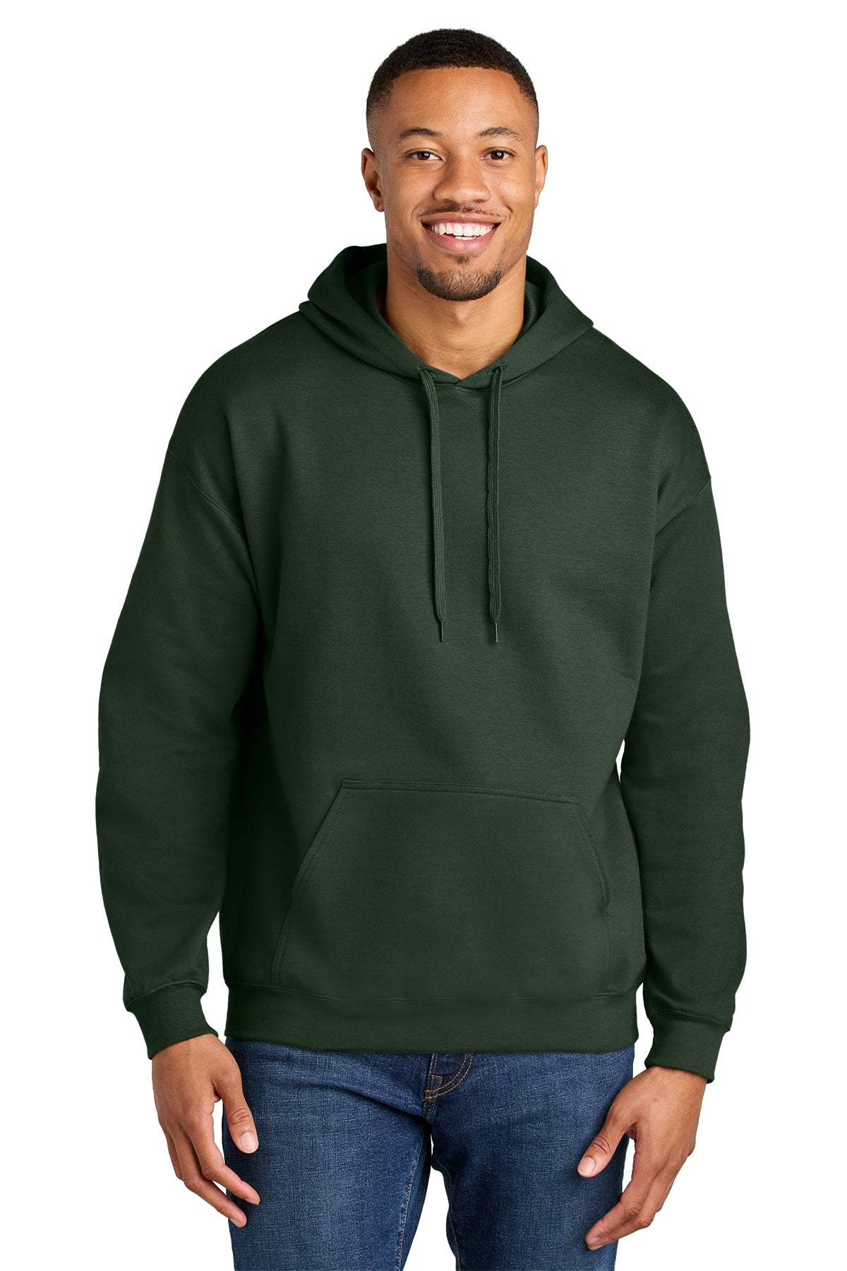 Gildan Softstyle Midweight Pullover Hoodie SF500 in Forest Green, front view