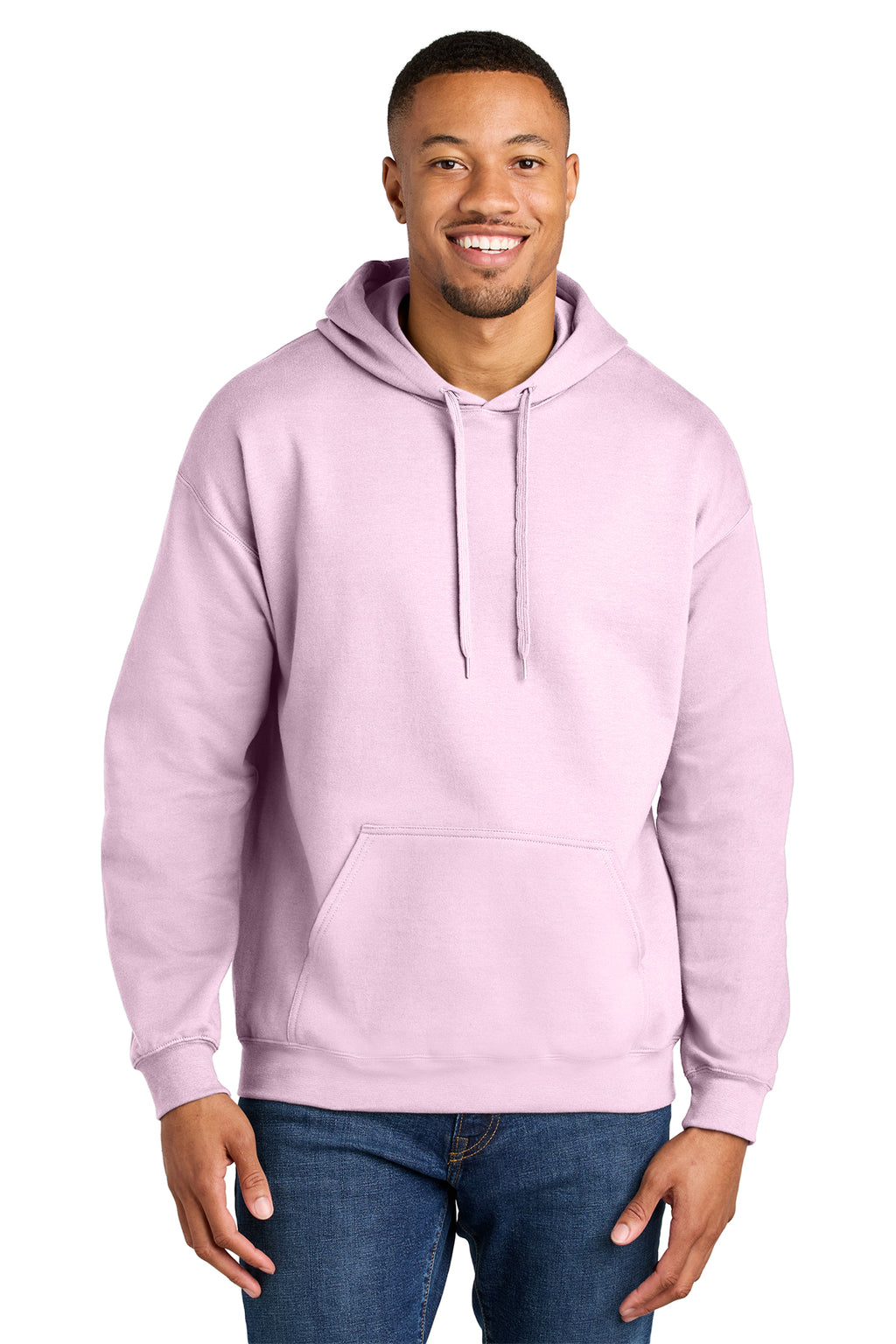 Gildan Softstyle Midweight Pullover Hoodie SF500 in Light Pink, front view