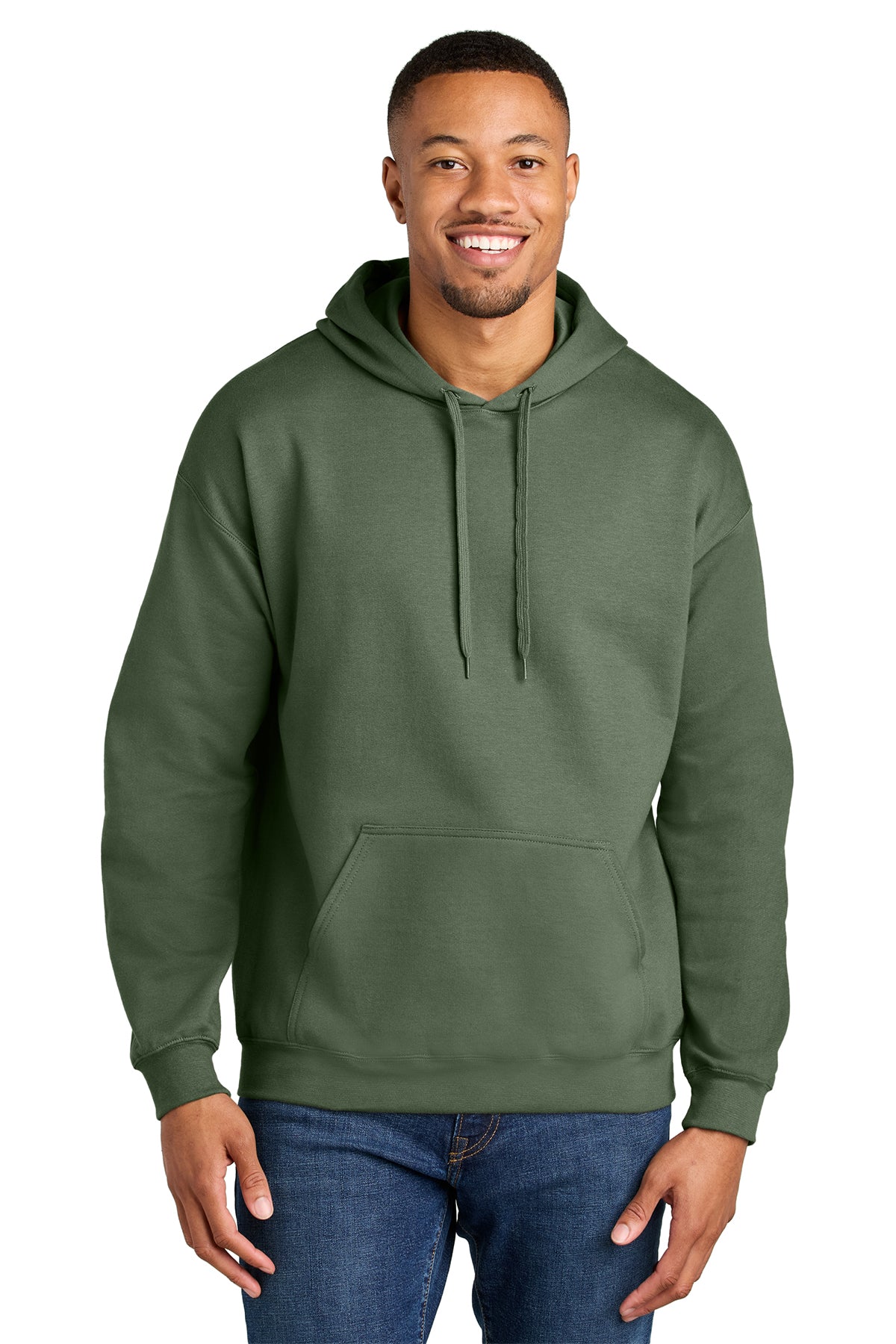 Gildan Softstyle Midweight Pullover Hoodie SF500 in Military Green, front view
