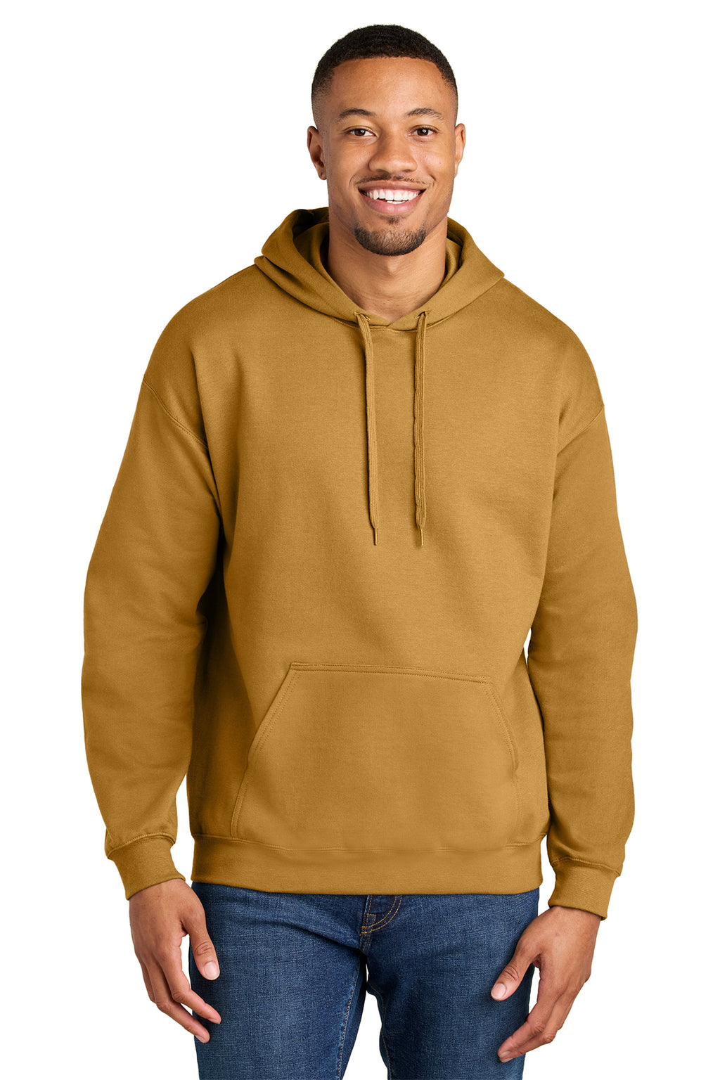 Gildan Softstyle Midweight Pullover Hoodie SF500 in Mustard, front view