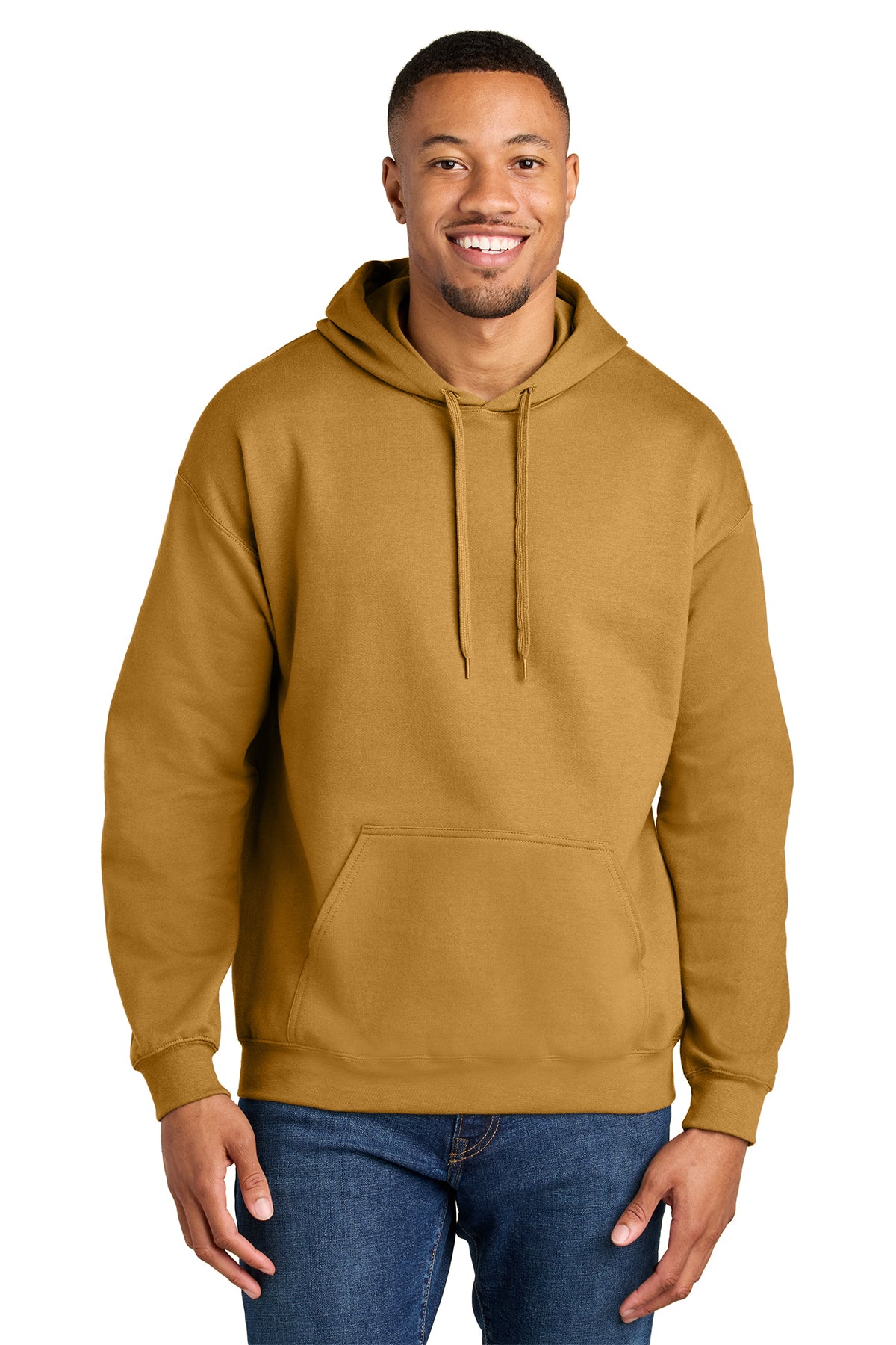 Gildan Softstyle Midweight Pullover Hoodie SF500 in Mustard, front view