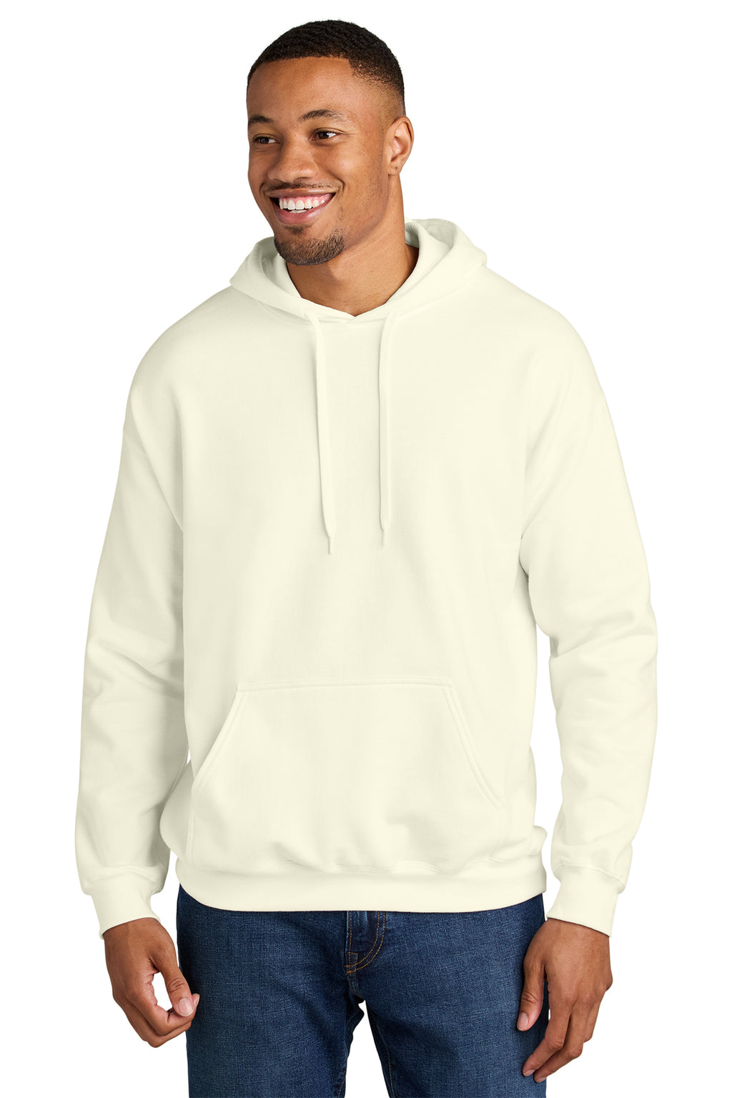 Gildan Softstyle Midweight Pullover Hoodie SF500 in Off White, front view