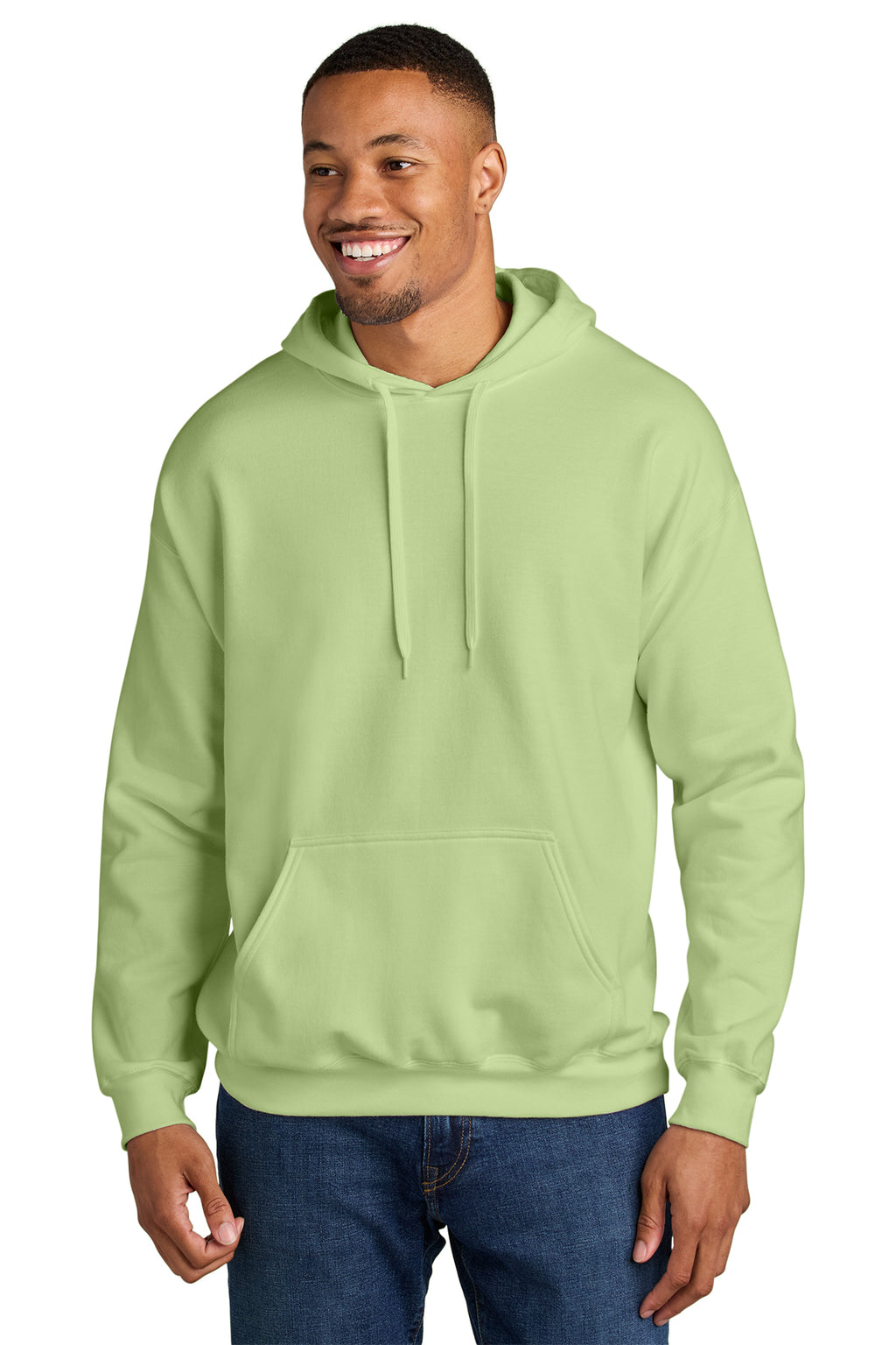 Gildan Softstyle Midweight Pullover Hoodie SF500 in Pistachio, front view