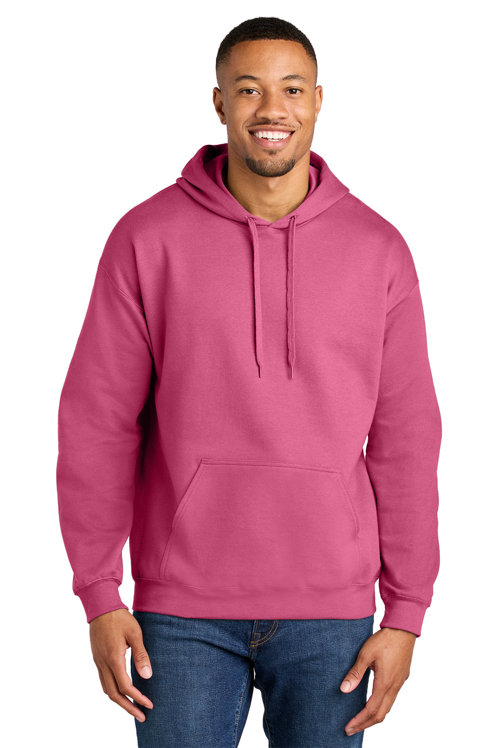 Gildan Softstyle Midweight Pullover Hoodie SF500 in Pink Lemonade, front view