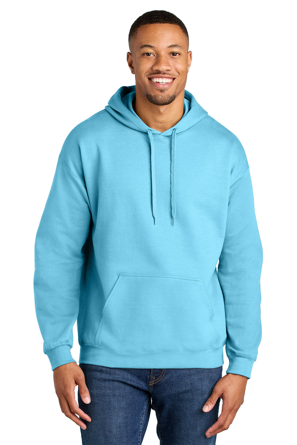 Gildan Softstyle Midweight Pullover Hoodie SF500 in Sky, front view
