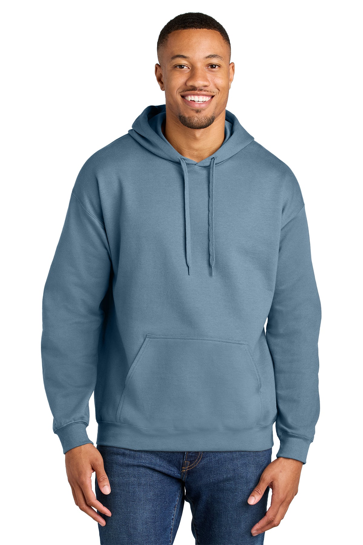 Gildan Softstyle Midweight Pullover Hoodie SF500 in Stone Blue, front view