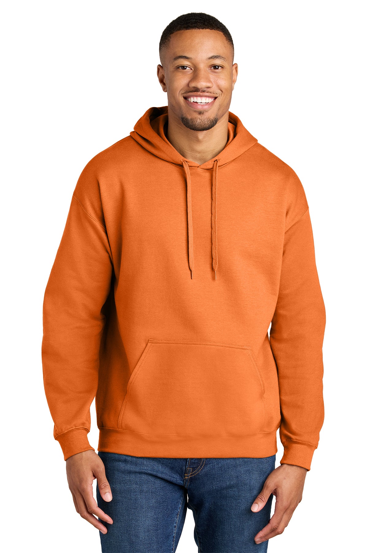 Gildan Softstyle Midweight Pullover Hoodie SF500 in Tangerine, front view