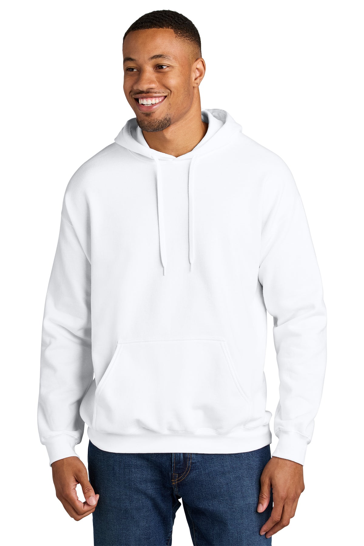 Gildan Softstyle Midweight Pullover Hoodie SF500 in White, front view