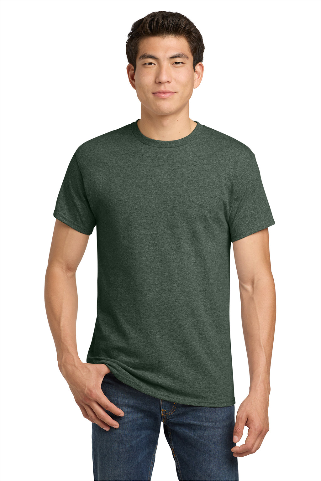 Gildan Heavy Cotton T-Shirt 5000 in Heather Military Green, front view
