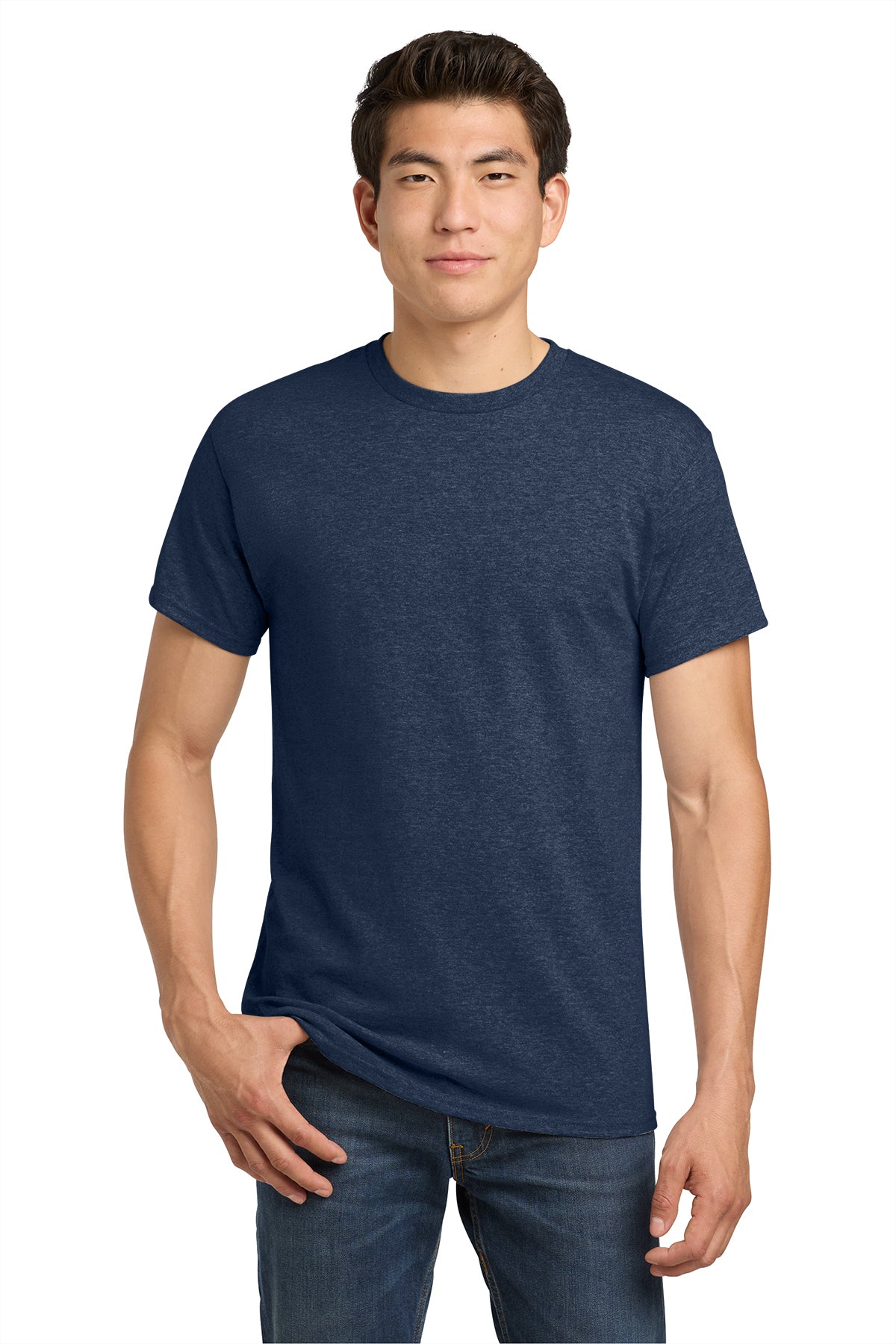 Gildan Heavy Cotton T-Shirt 5000 in Heather Navy, front view