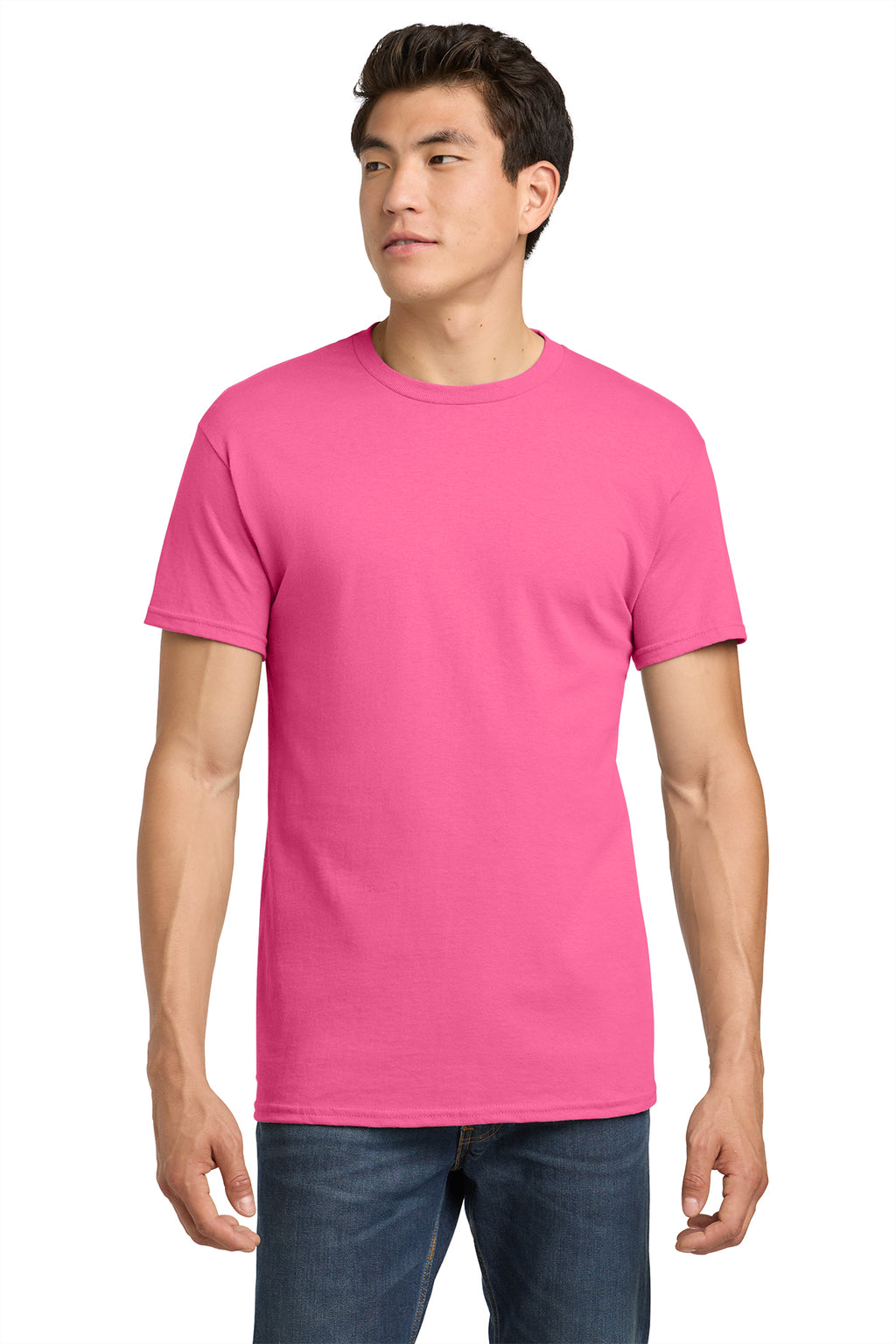 Gildan Heavy Cotton T-Shirt 5000 in Safety Pink, front view