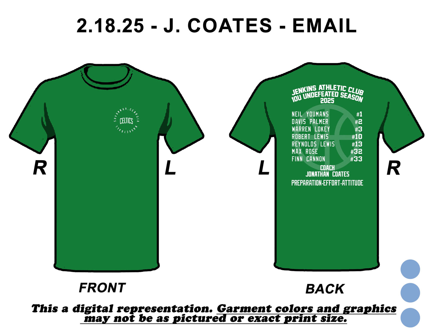 Jenkins Athletic Club Season T-shirts 2025