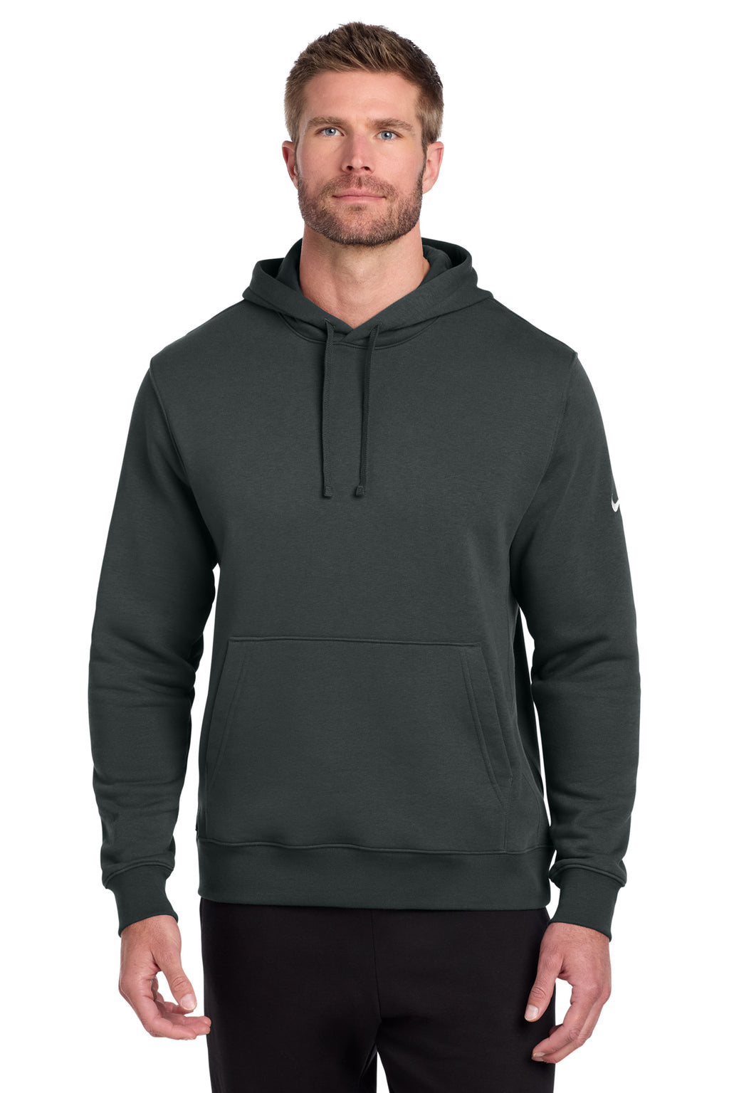 Nike NKDR1499 Club Fleece Sleeve Swoosh Pullover Hoodie in Anthracite