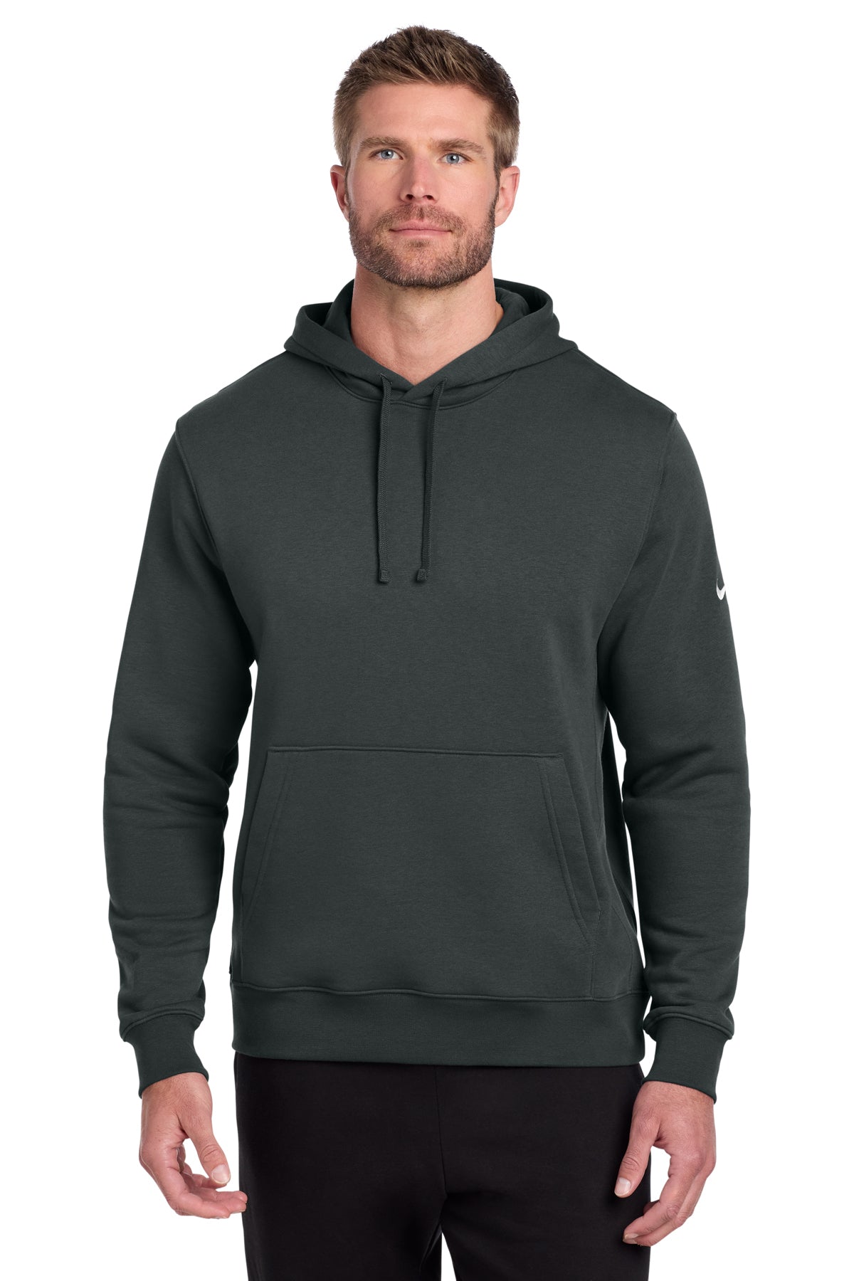 Nike NKDR1499 Club Fleece Sleeve Swoosh Pullover Hoodie in Anthracite