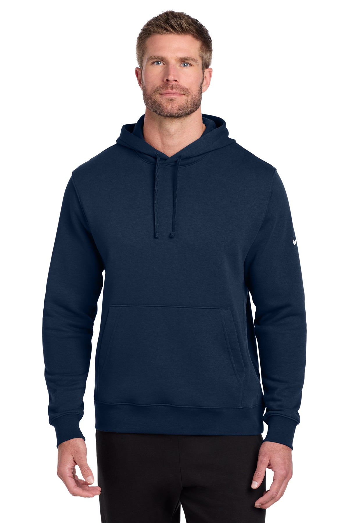 Nike NKDR1499 Club Fleece Sleeve Swoosh Pullover Hoodie in Midnight Navy