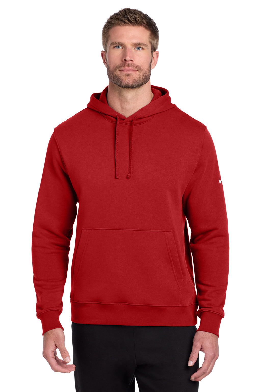 Nike NKDR1499 Club Fleece Sleeve Swoosh Pullover Hoodie in University Red