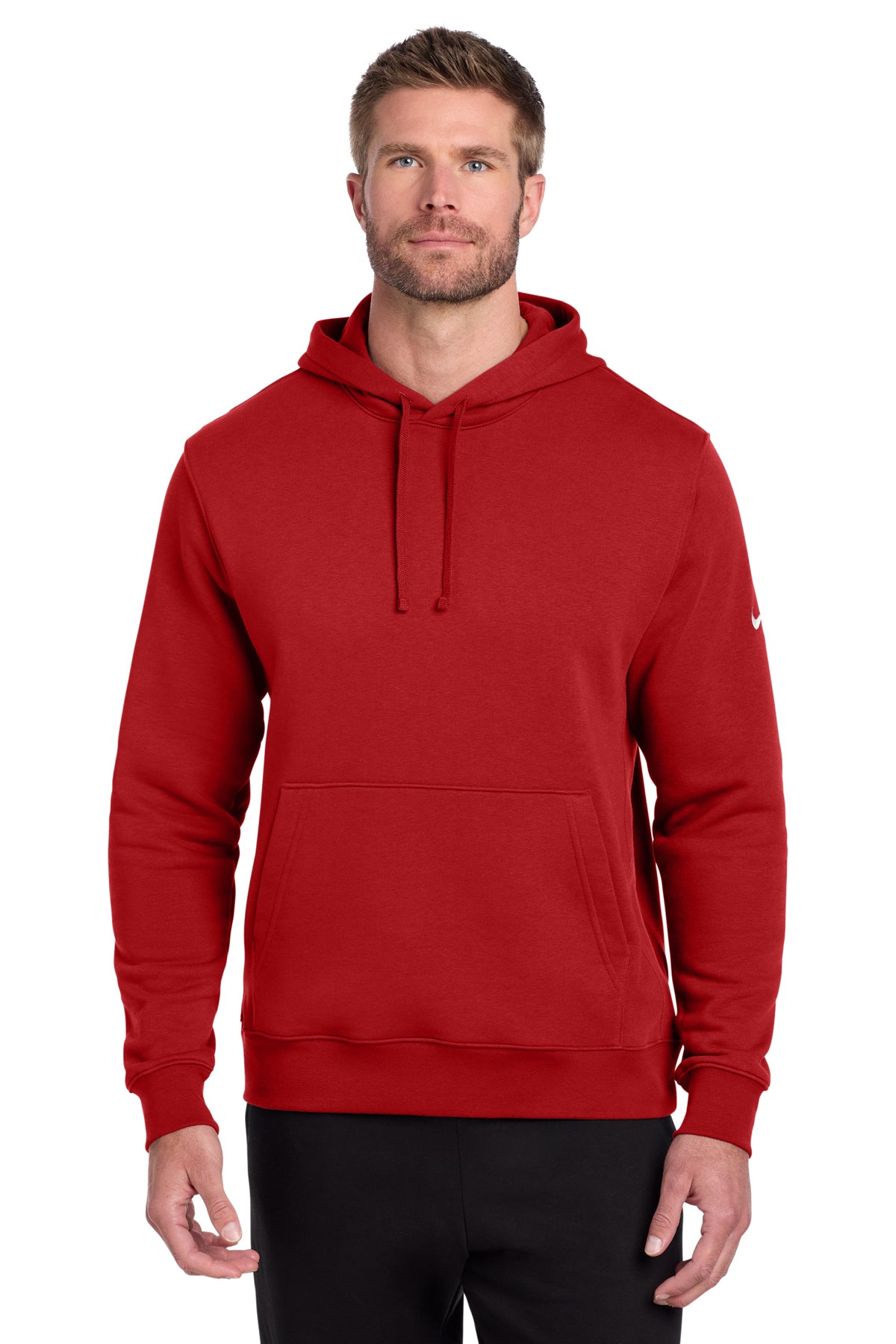 Nike NKDR1499 Club Fleece Sleeve Swoosh Pullover Hoodie in University Red