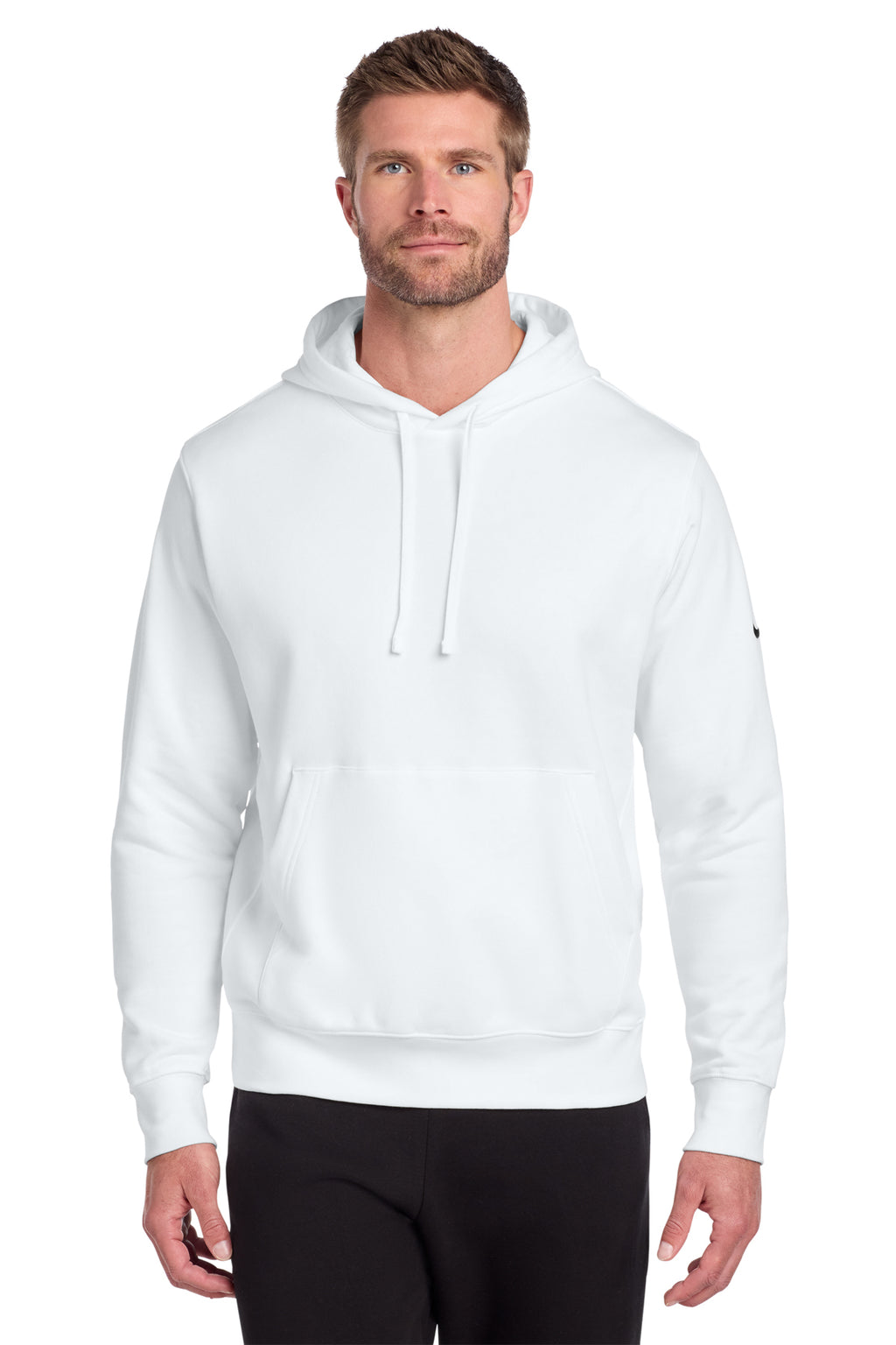 Nike NKDR1499 Club Fleece Sleeve Swoosh Pullover Hoodie in White