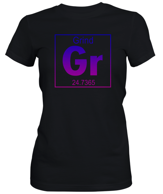 Periodic Table Symbol for Grind Ladies T-shirts